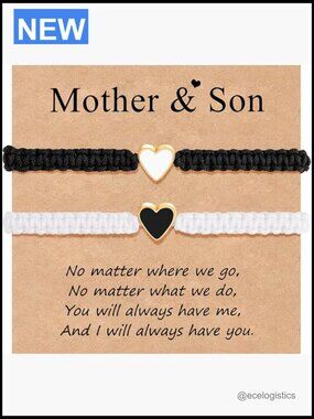 2 Pcs Matching Bracelets for Father Daughter Mother Son Gift Set